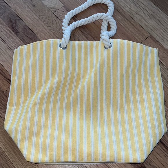 NWT Gloss & Glo Beach Canvas Striped Tote Bag - Picture 7 of 8